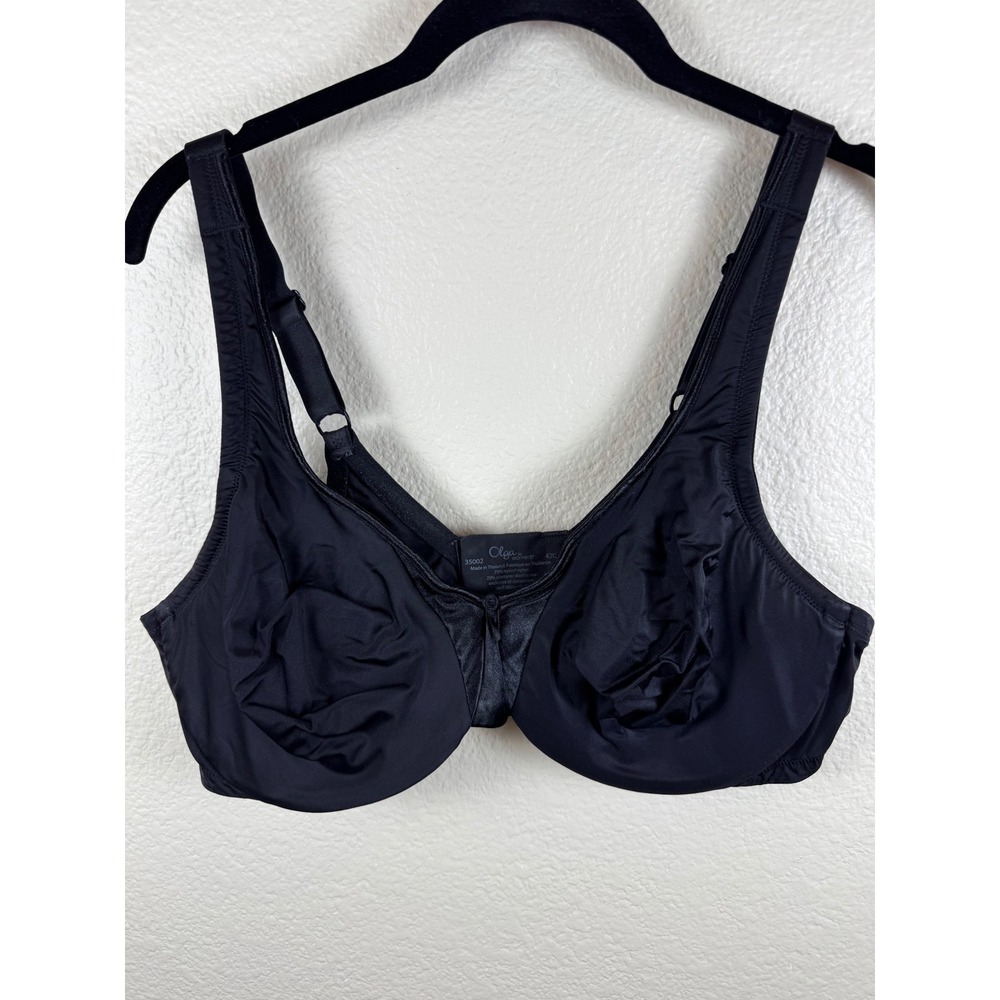Olga‎ by Warners Bra Women 42C Black Underwire Full Coverage Minimalist